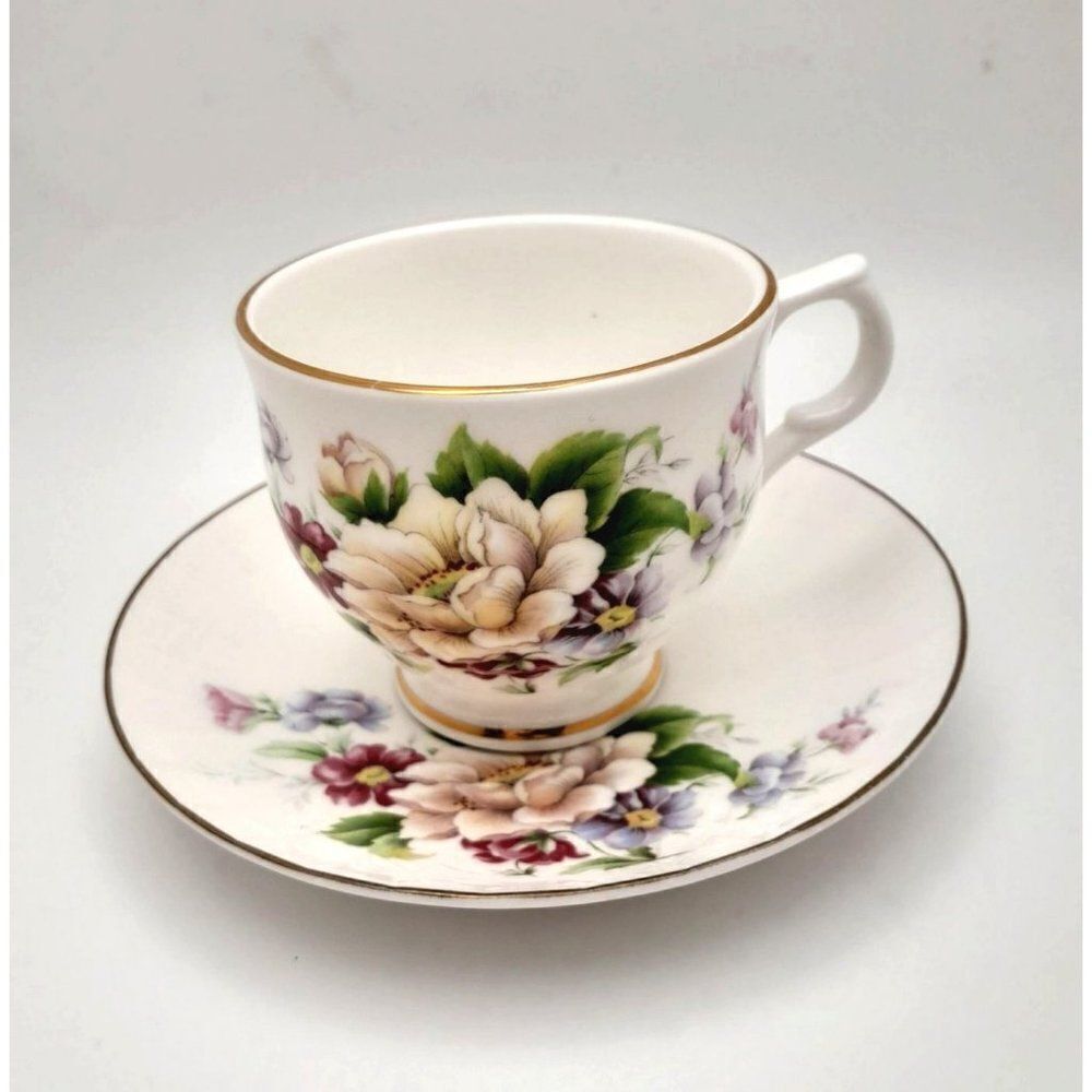 VTG Rose of England Brand Floral Cup and Saucer Fine Bone China